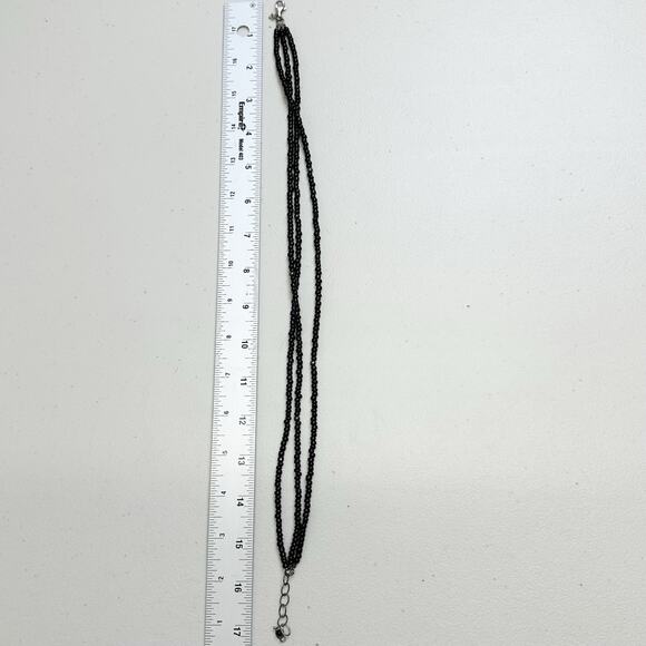 Silpada Sterling Silver Beaded 3 Stand Necklace Black Adjustable - Picture 5 of 5